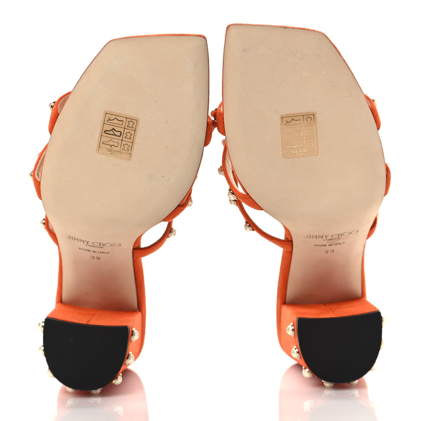 Suede Pearl Embellished Hazal 85 Mule Sandals 39 Orange