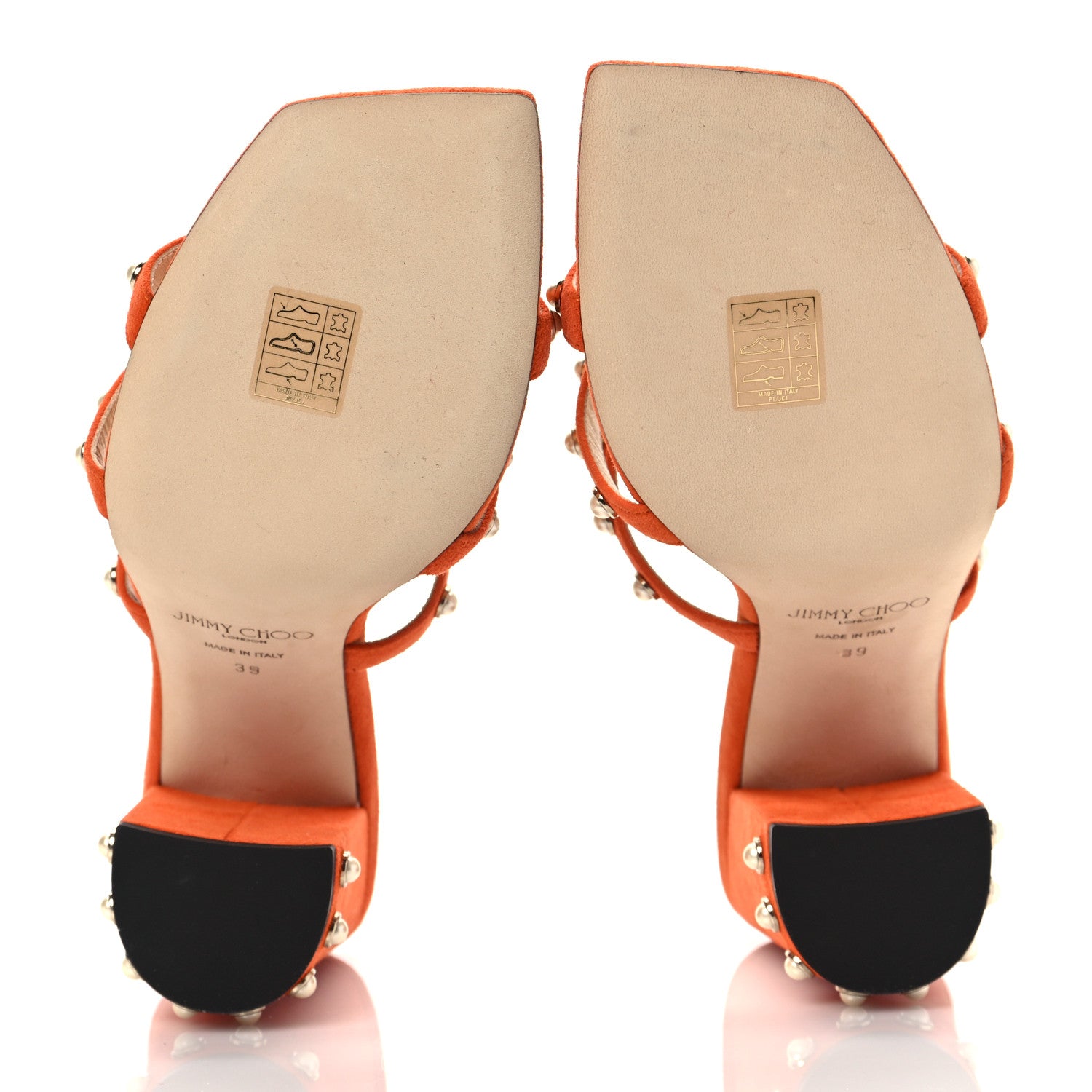 Jimmy Choo Suede Pearl Embellished Hazal 85 Mule Sandals 39 Orange 5 of 8