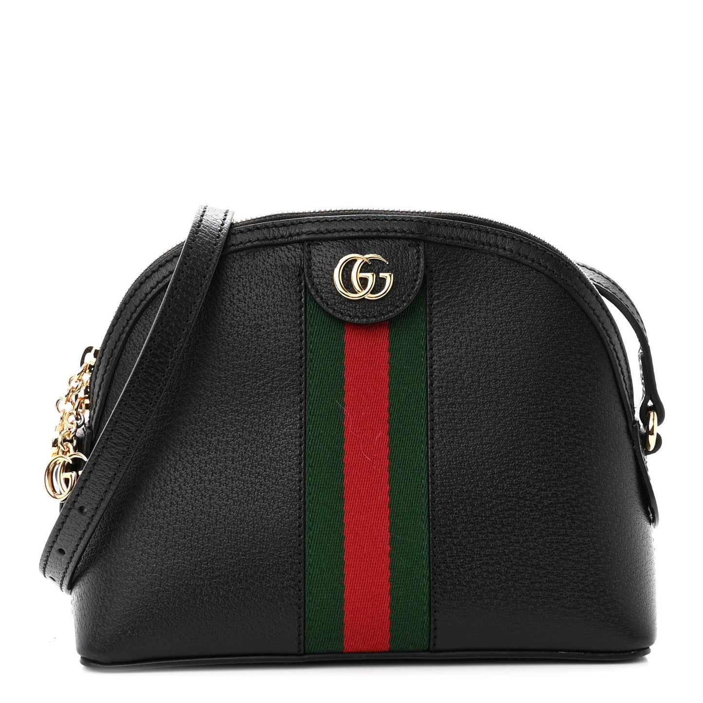 Calfskin GG Web Small Ophidia Dome Shoulder Bag Black
