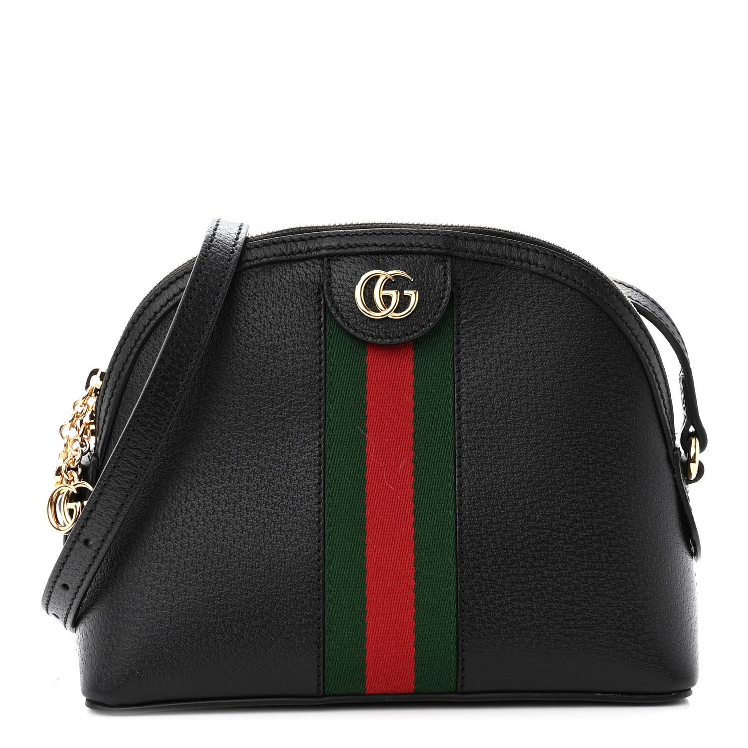 Gucci Calfskin GG Web Small Ophidia Dome Shoulder Bag Black 1 of 9