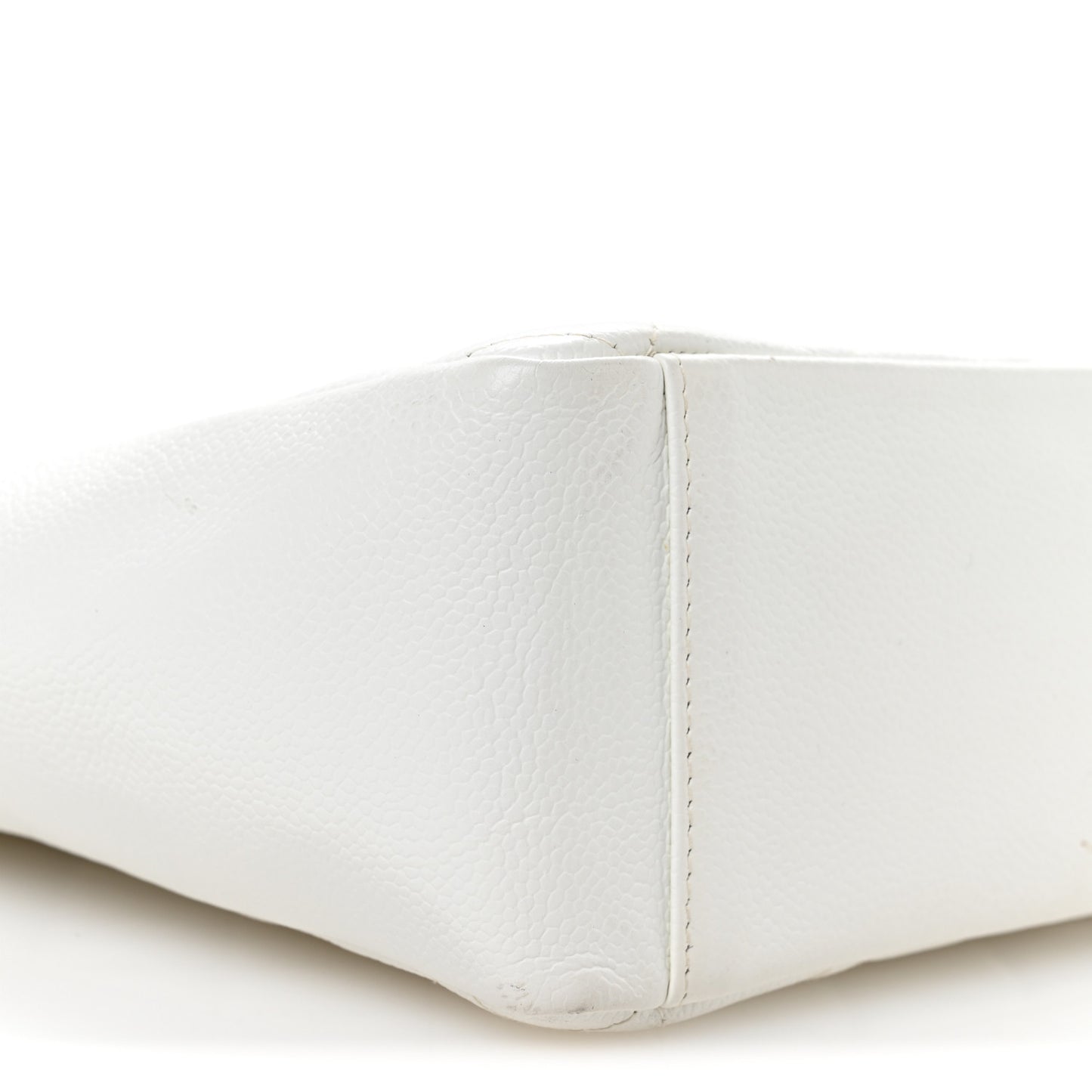 Caviar Quilted Petit Shopping Tote PST White