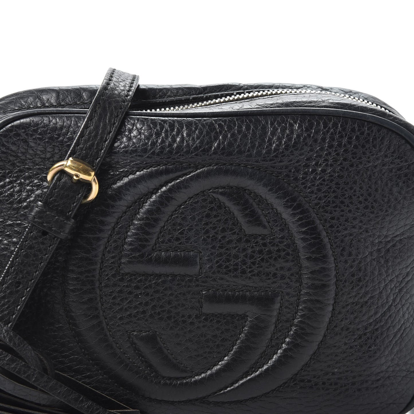 Pebbled Calfskin Small Soho Disco Bag Black