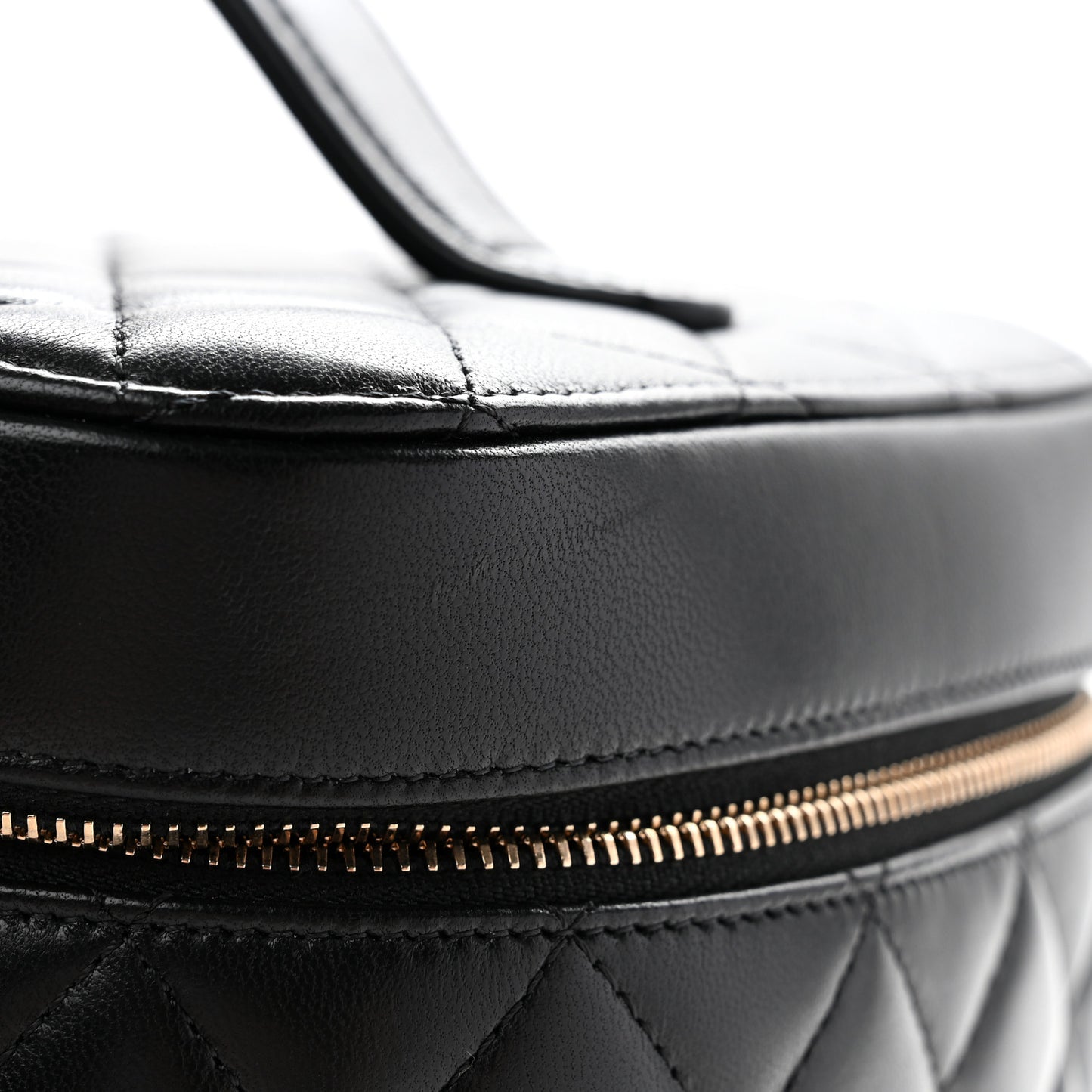 Lambskin Quilted Large Vanity Pouch Black