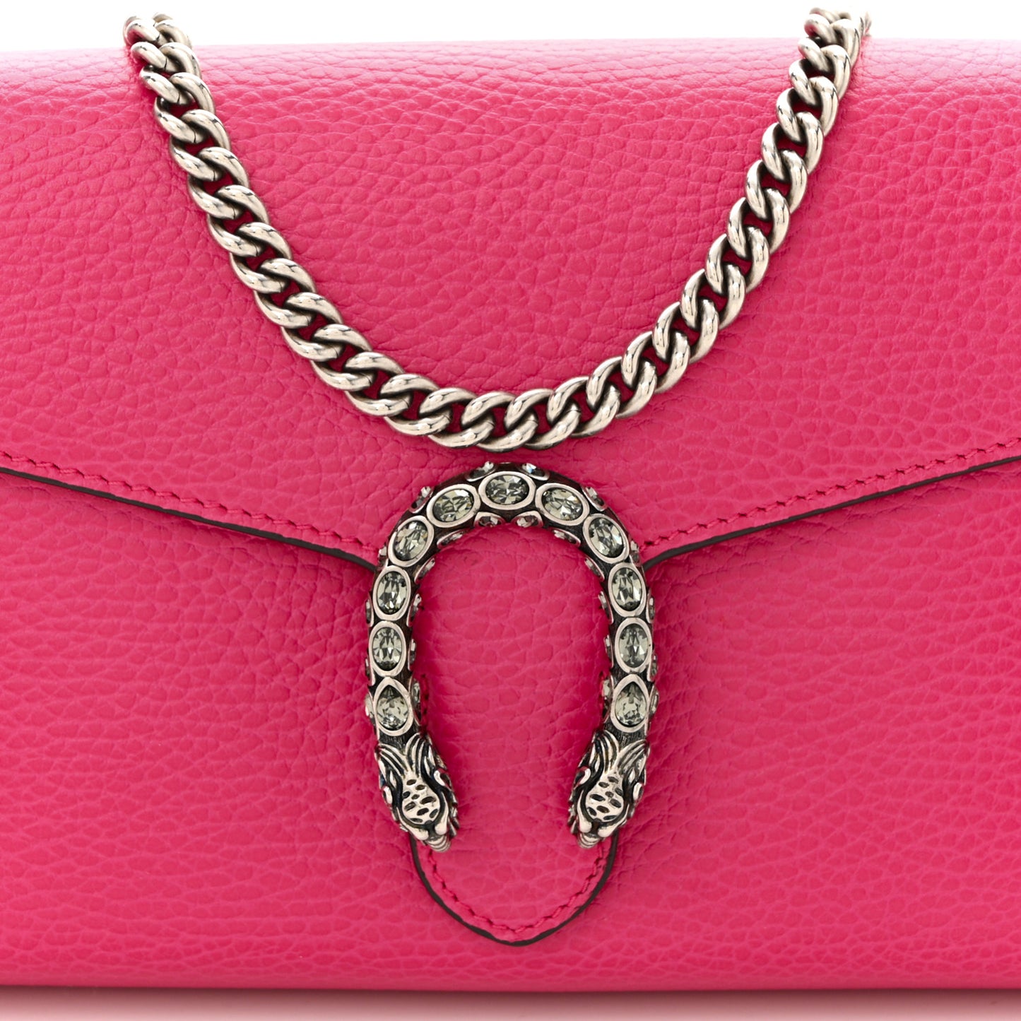 Dollar Calfskin Crystal Mini Dionysus Chain Wallet Box Pink