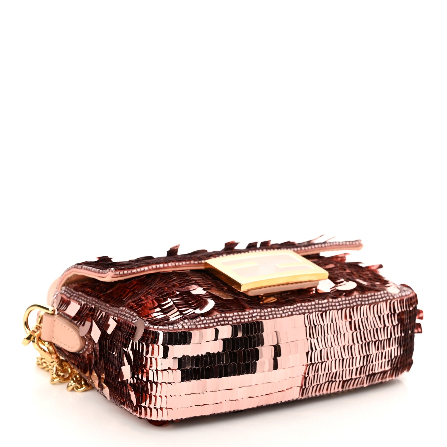 Fendi Sequin Paillettes Vitello Grace Sex and the City Mini Baguette Baby Pink 4 of 12