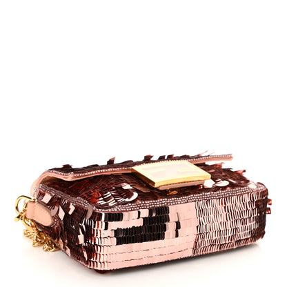 Fendi Sequin Paillettes Vitello Grace Sex and the City Mini Baguette Baby Pink 4 of 12