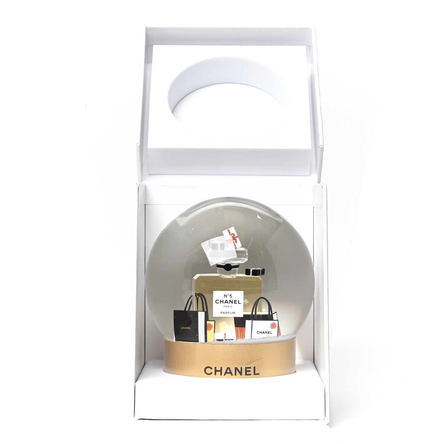 Chanel Glass N°5 Perfume Bottle Snow Globe Gold 8 of 9