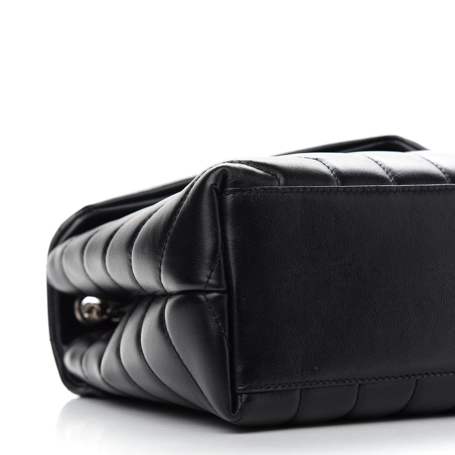 Calfskin Y Quilted Monogram Small Loulou Chain Satchel Black