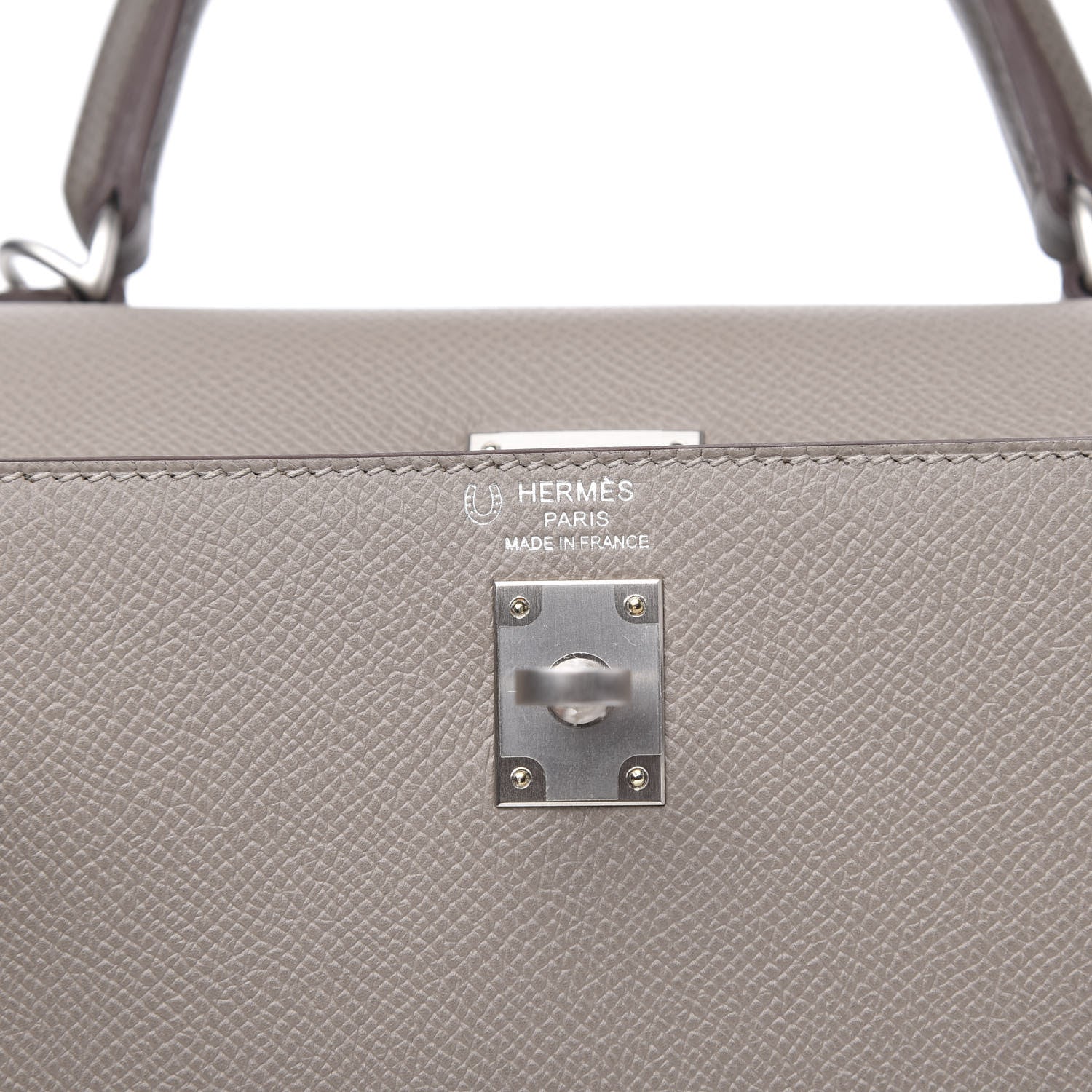 Hermes Epsom Bi-Color Horseshoe Kelly Sellier 25 Gris Mouette Etain 7 of 10