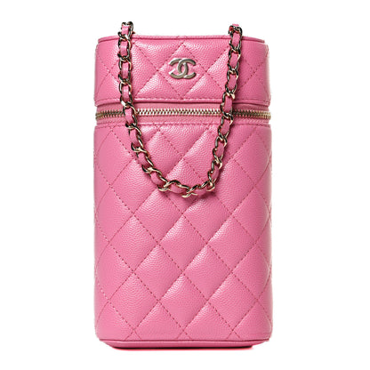Chanel Caviar Quilted Phone Holder With Chain Pink 1 of 11