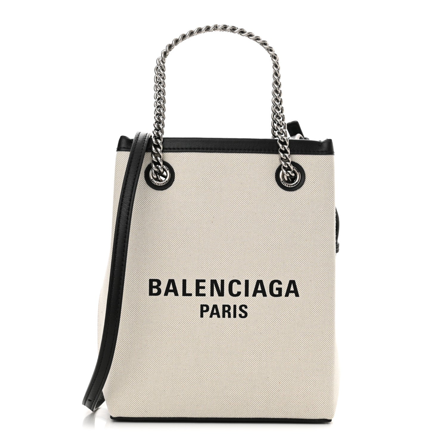 Balenciaga Canvas Calfskin Duty Free Phone Holder Bag Natural Black 1 of 11