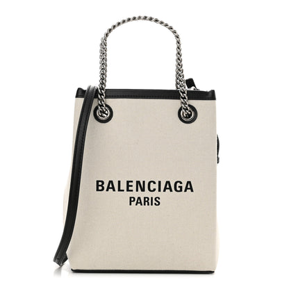 Balenciaga Canvas Calfskin Duty Free Phone Holder Bag Natural Black 1 of 11