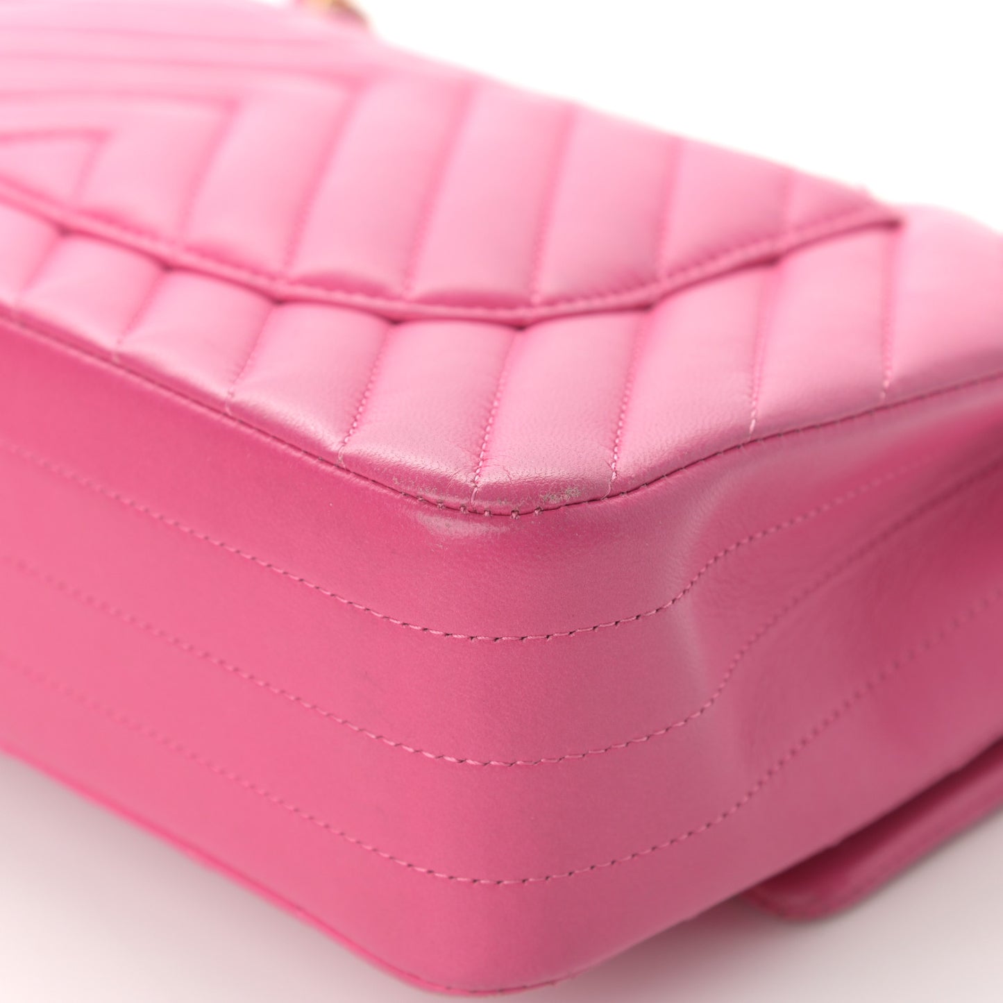 Lambskin Chevron Quilted Medium Double Flap Pink