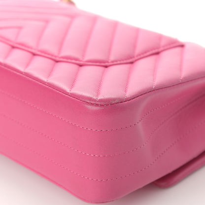 Chanel Lambskin Chevron Quilted Medium Double Flap Pink 11 of 24