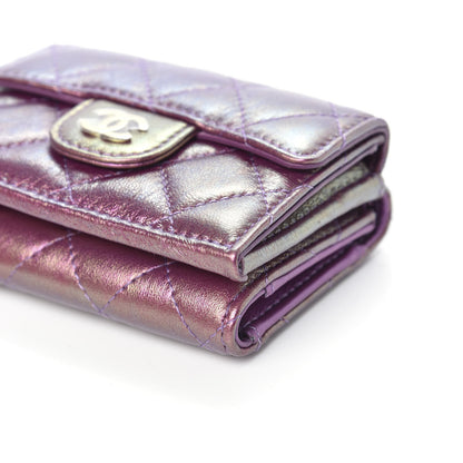 Chanel Iridescent Lambskin Small Quilted Flap Wallet Purple 10 of 11