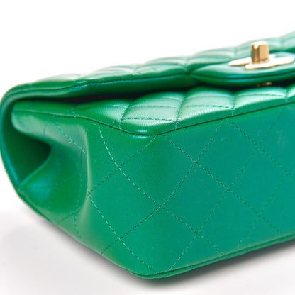 Chanel Iridescent Lambskin Quilted Mini Top Handle Rectangular Flap Green 9 of 12