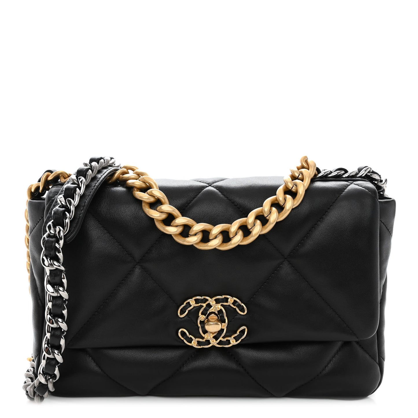 Lambskin Quilted Medium Chanel 19 Flap Black