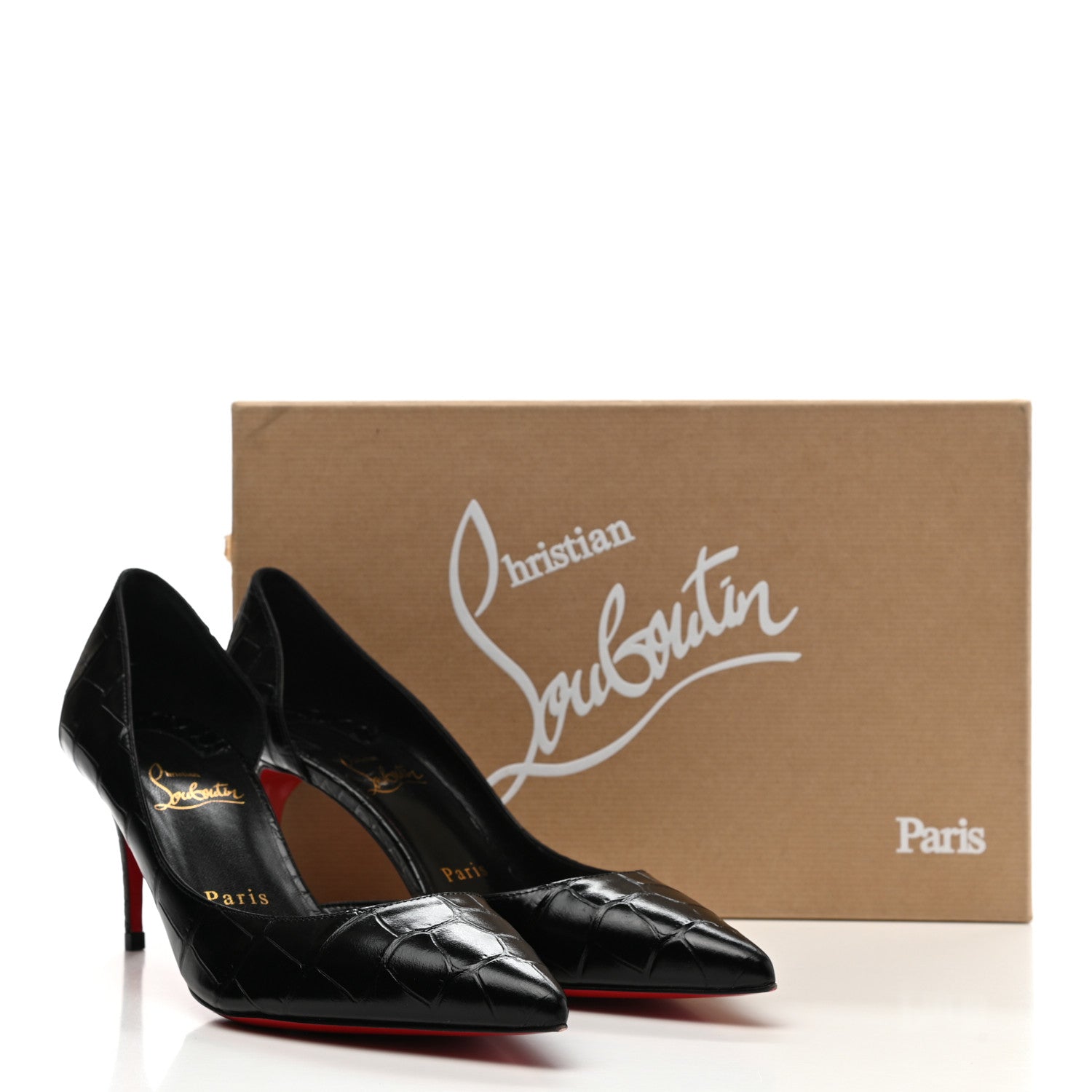 Christian Louboutin Crocodile Embossed Calfskin Iriza 100 Pumps 36 Black 9 of 9