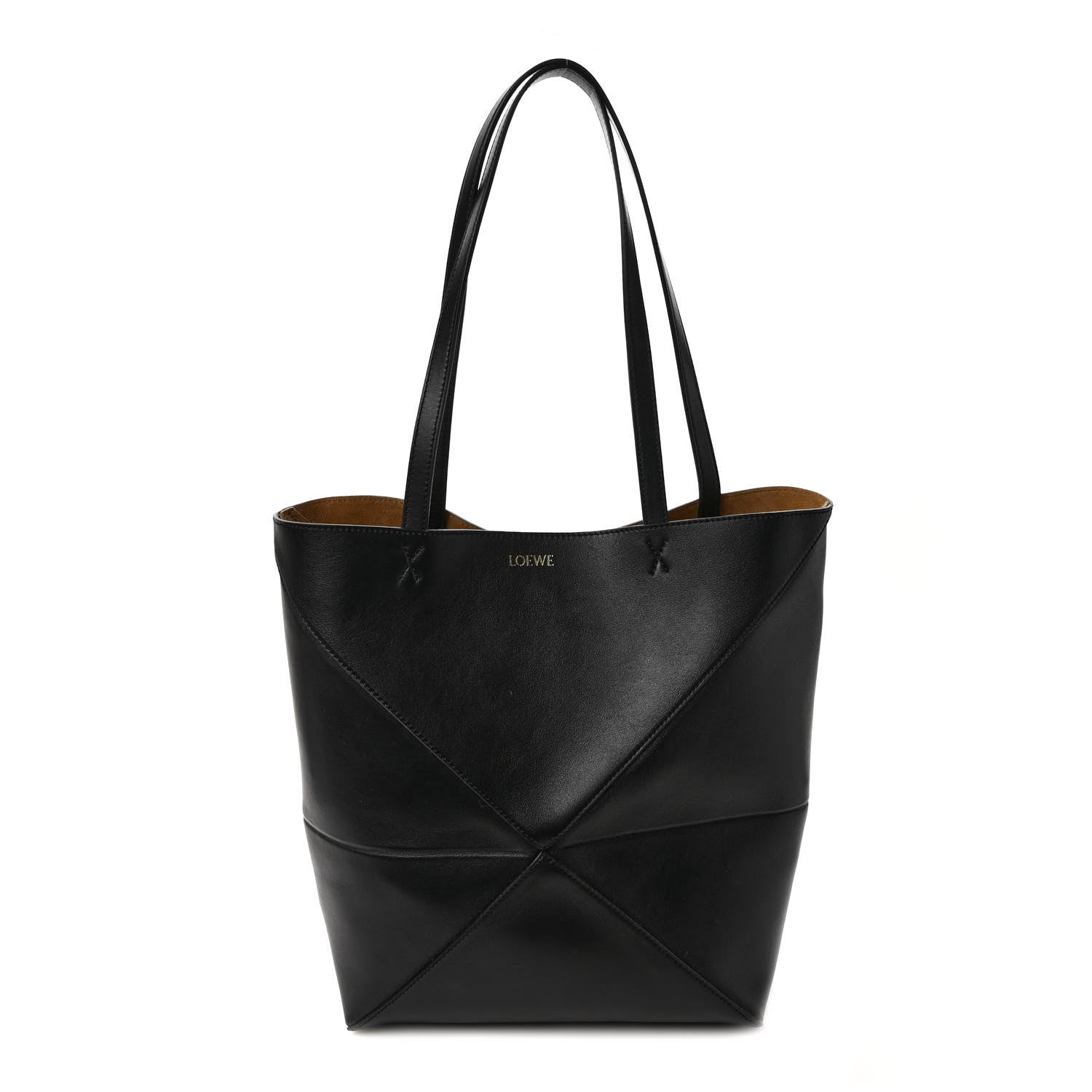 Loewe Shiny Calfskin Medium Puzzle Fold Tote Black 1 of 11