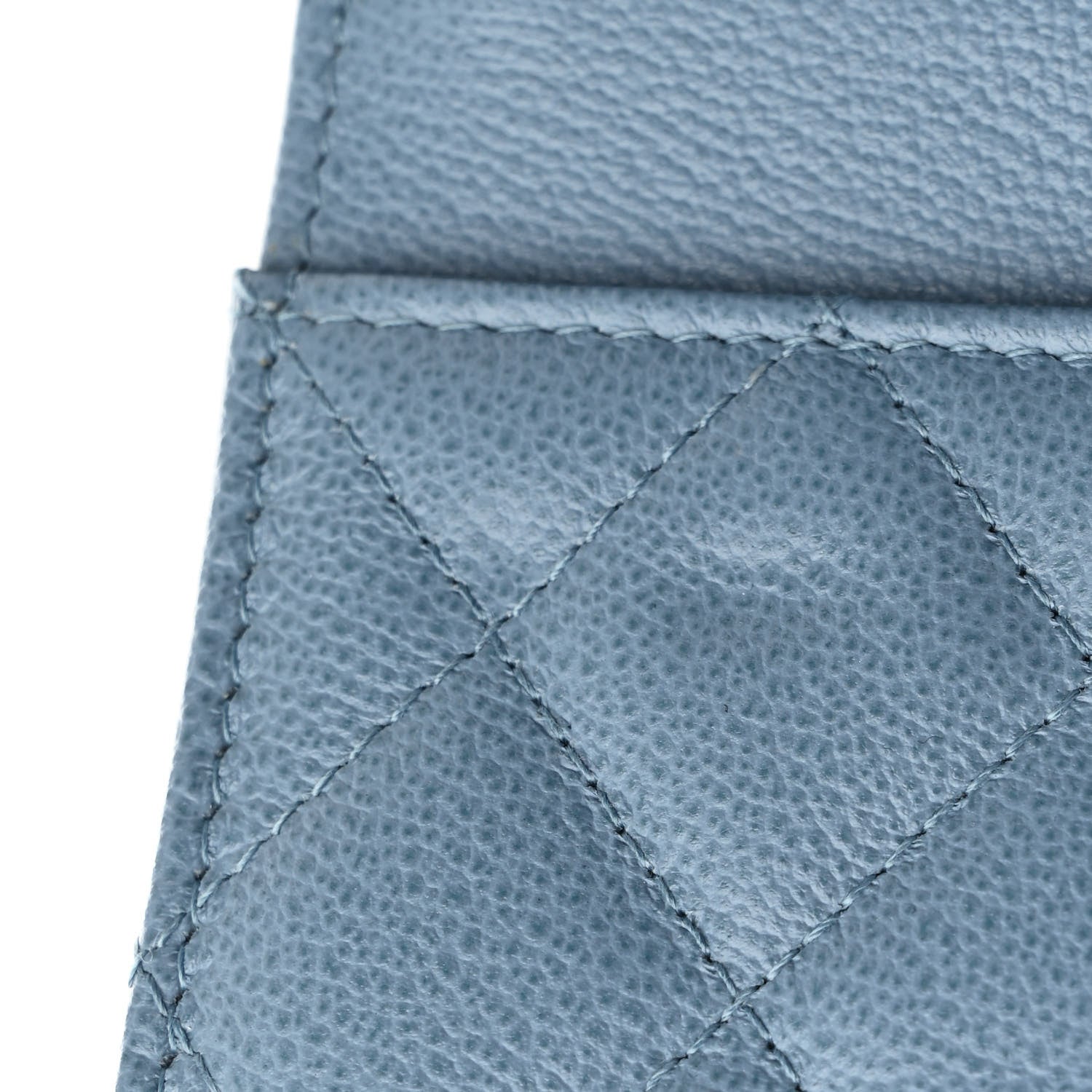 Chanel Grained Calfskin Quilted CC Box Wallet On Chain WOC Blue 13 of 14