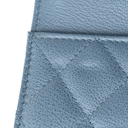 Chanel Grained Calfskin Quilted CC Box Wallet On Chain WOC Blue 13 of 14