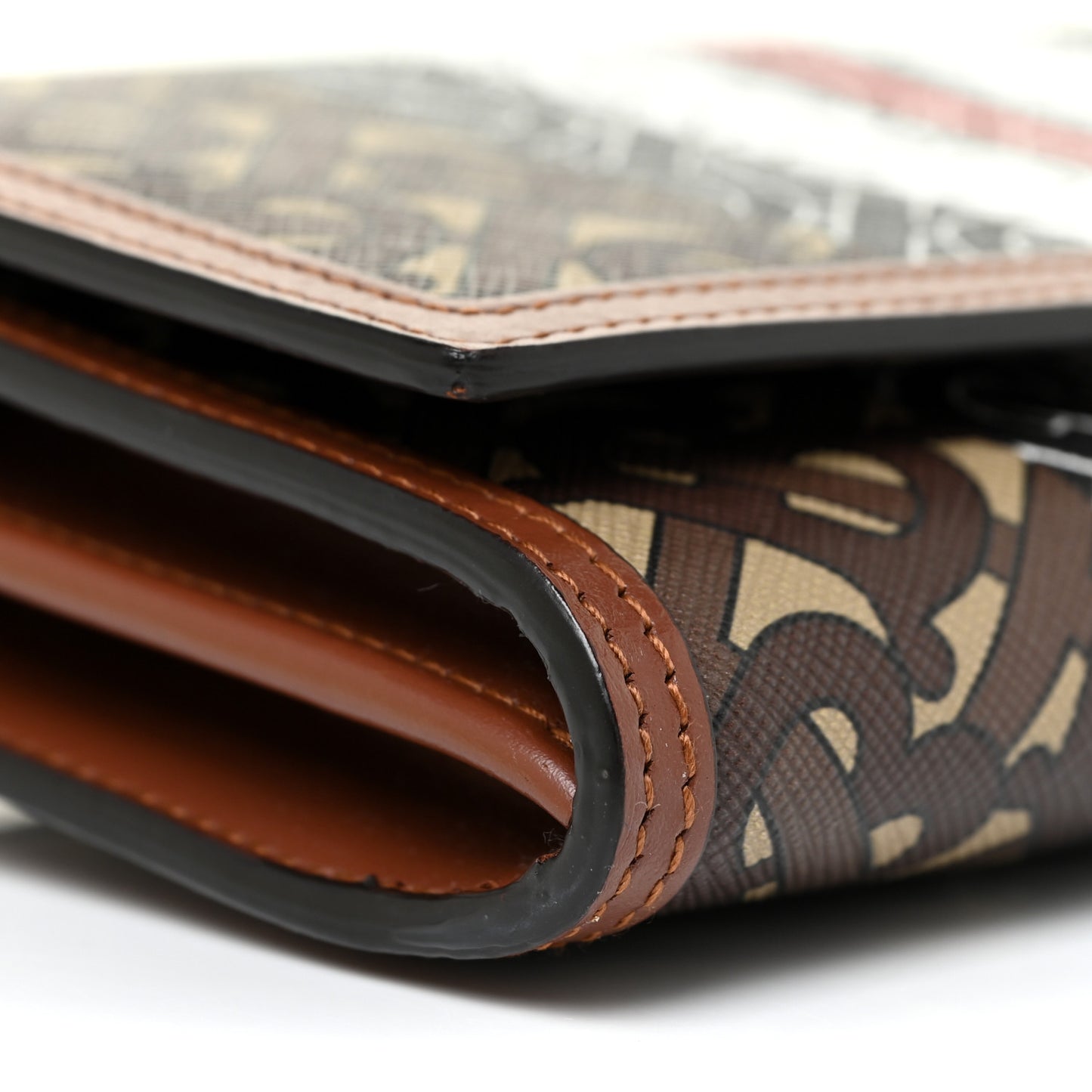 E-Canvas Monogram Stripe Hannah Wallet Bridle Brown