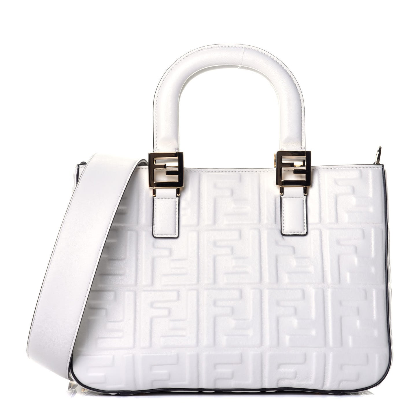 Nappa FF 1974 Embossed Small FF Tote White