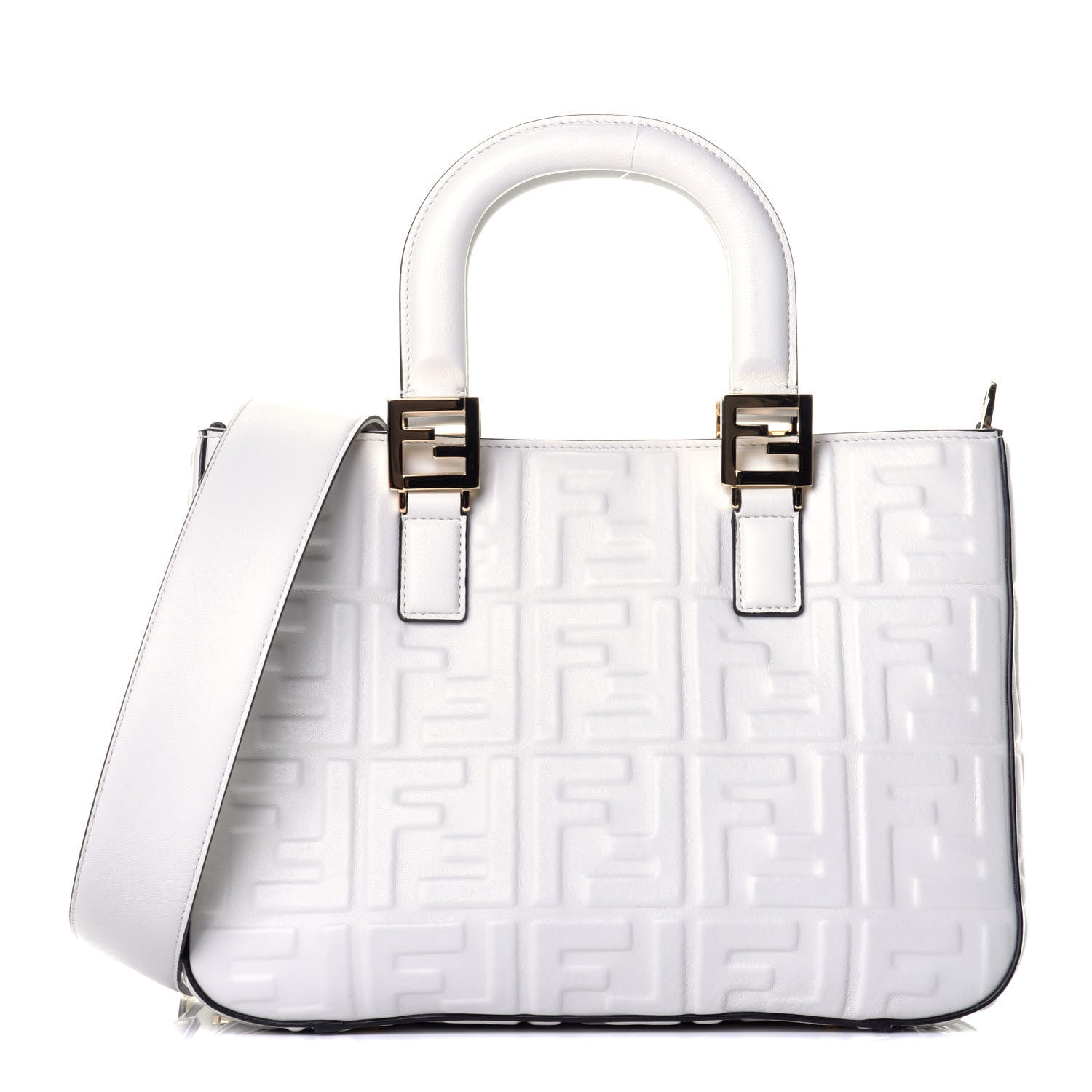 Fendi Nappa FF 1974 Embossed Small FF Tote White 1 of 10