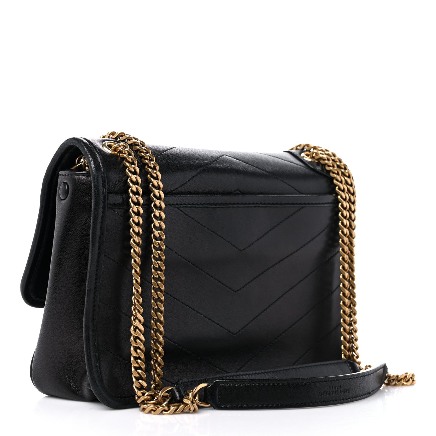 Lambskin Matelasse Monogram Baby Niki Chain Satchel Black