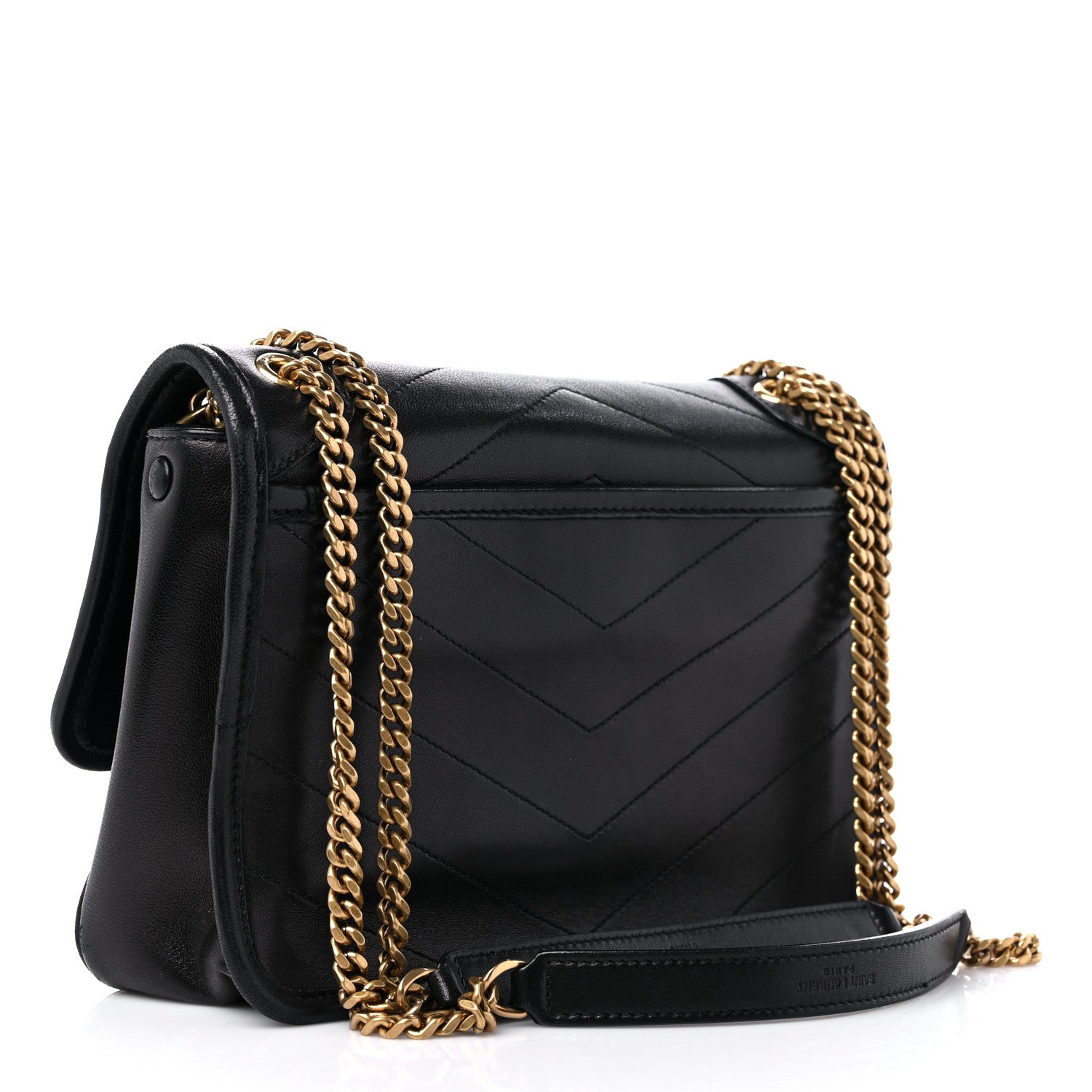 Saint Laurent Lambskin Matelasse Monogram Baby Niki Chain Satchel Black 3 of 12