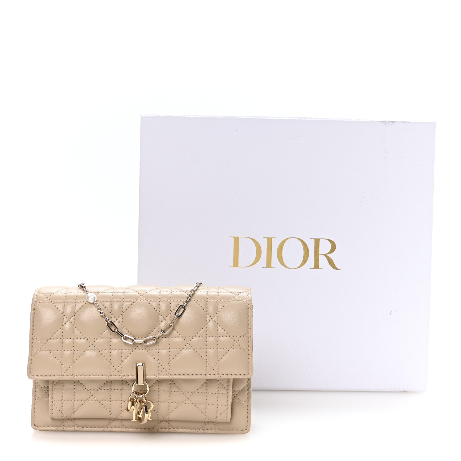 Christian Dior Lambskin Cannage Chain My Dior Daily Chain Pouch Powder Beige 12 of 12