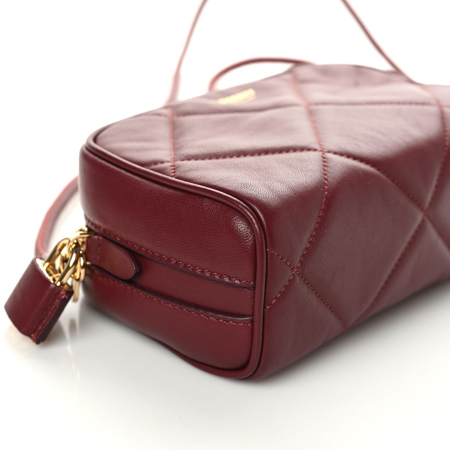 Lambskin Quilted Camera Bag Burgundy Red