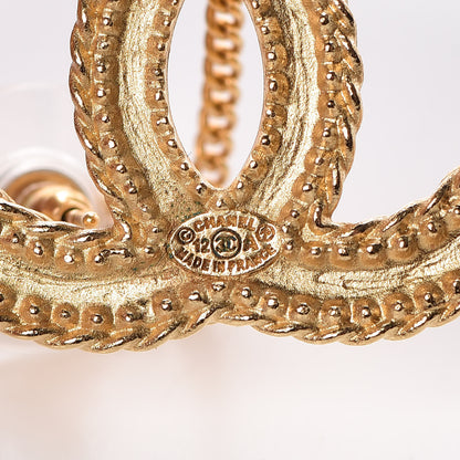 Chanel CC Drop Earrings Matte Gold 3 of 5