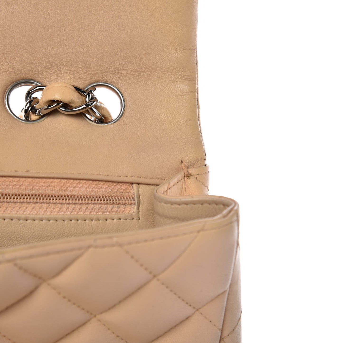 Lambskin Quilted Jumbo Single Flap Beige Clair