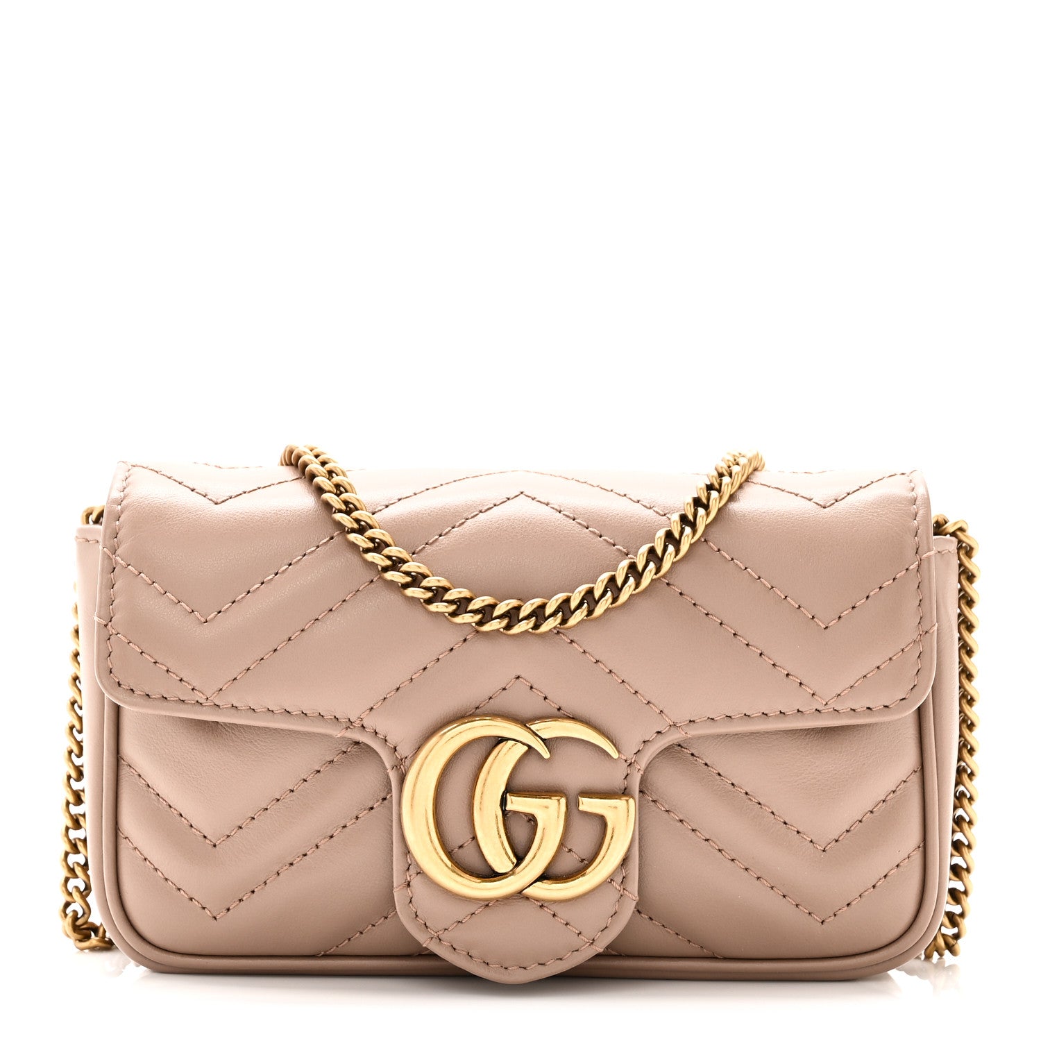 Gucci Calfskin Matelasse Super Mini GG Marmont Shoulder Bag Porcelain Rose 1 of 11