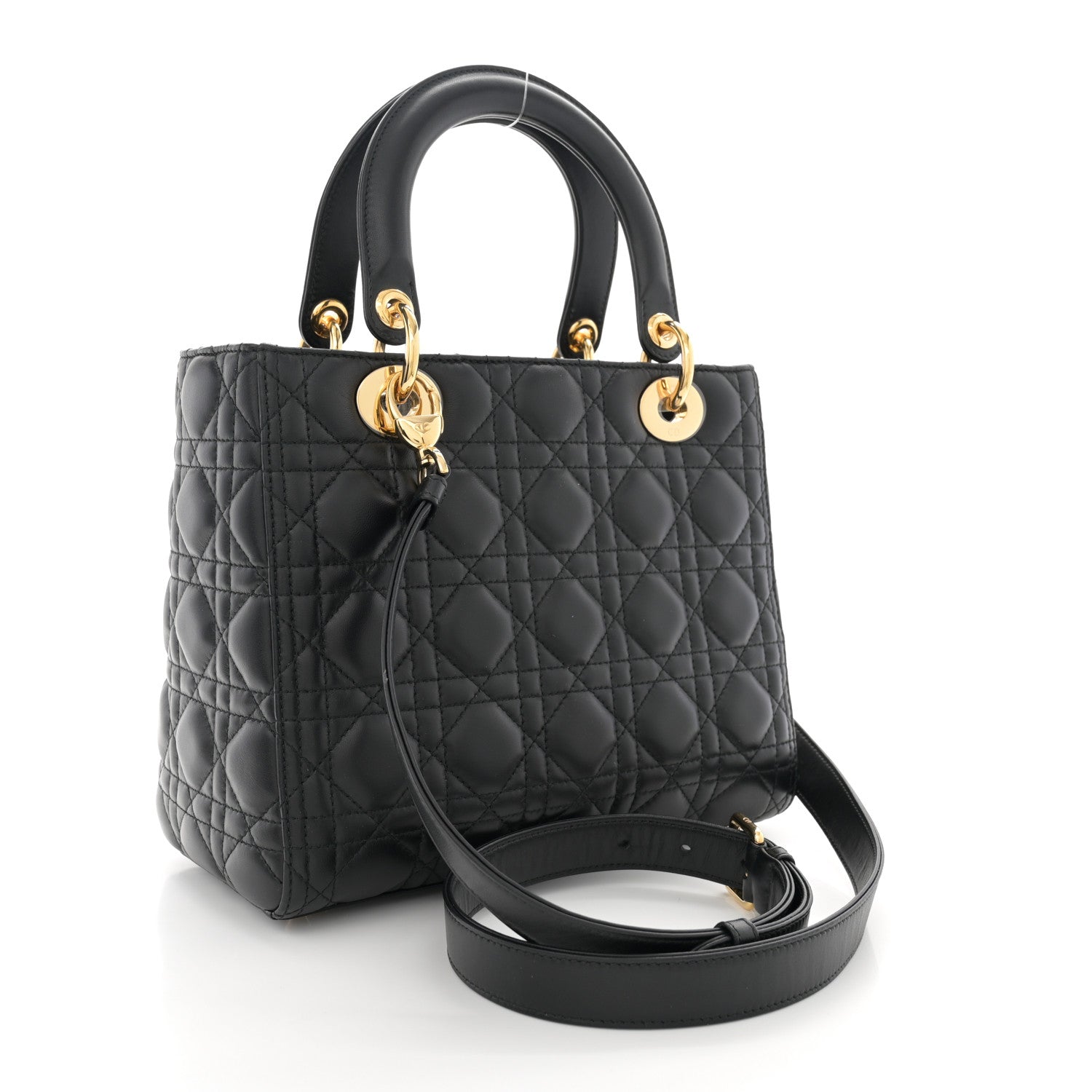 Christian Dior Lambskin Cannage Medium Lady Dior Black 3 of 10