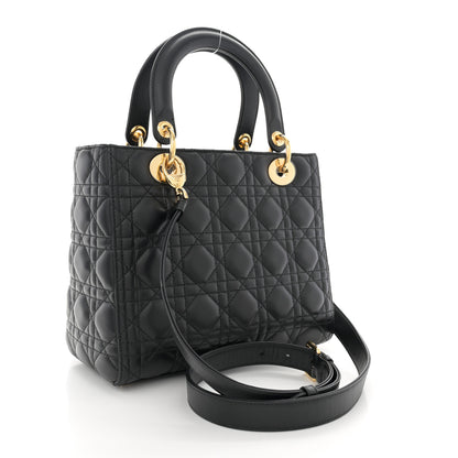 Christian Dior Lambskin Cannage Medium Lady Dior Black 3 of 10