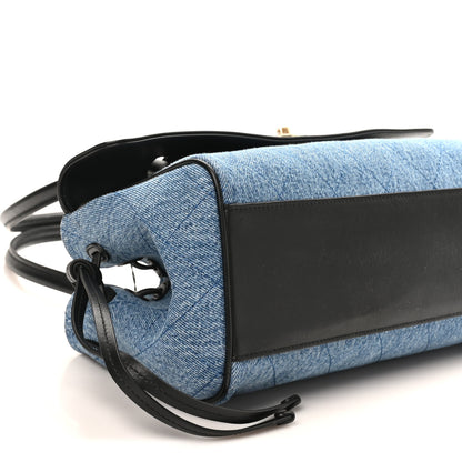 Chanel Calfskin Denim Stitched Urban Essentials Small Shopping Bag Blue Black 9 of 10