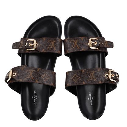 Louis Vuitton Monogram Bom Dia Mule Sandals 40 Black 2 of 11