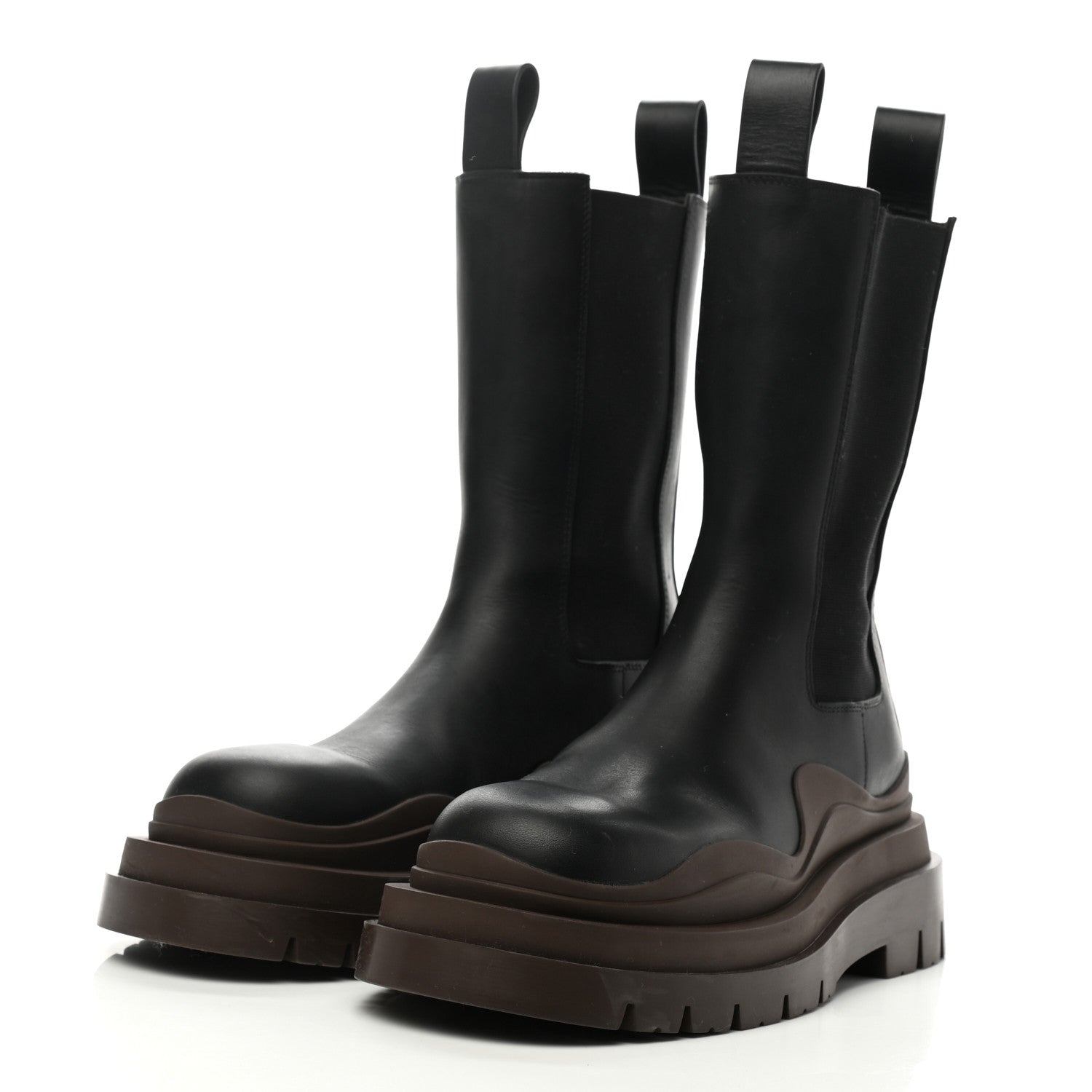 Bottega Veneta Calfskin The Tire Chelsea Boots 37 Black Ebony 3 of 8