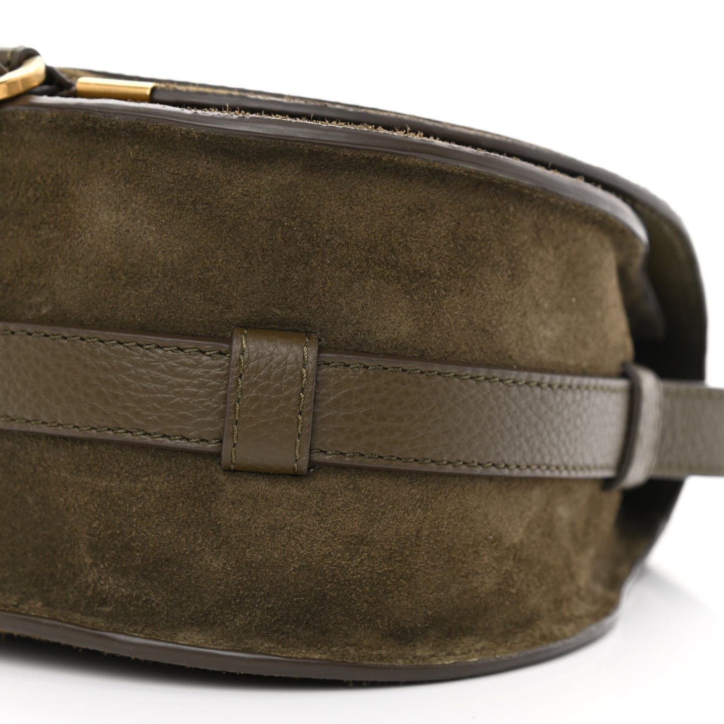 Suede Calfskin Small Marcie Saddle Bag Deep Olive