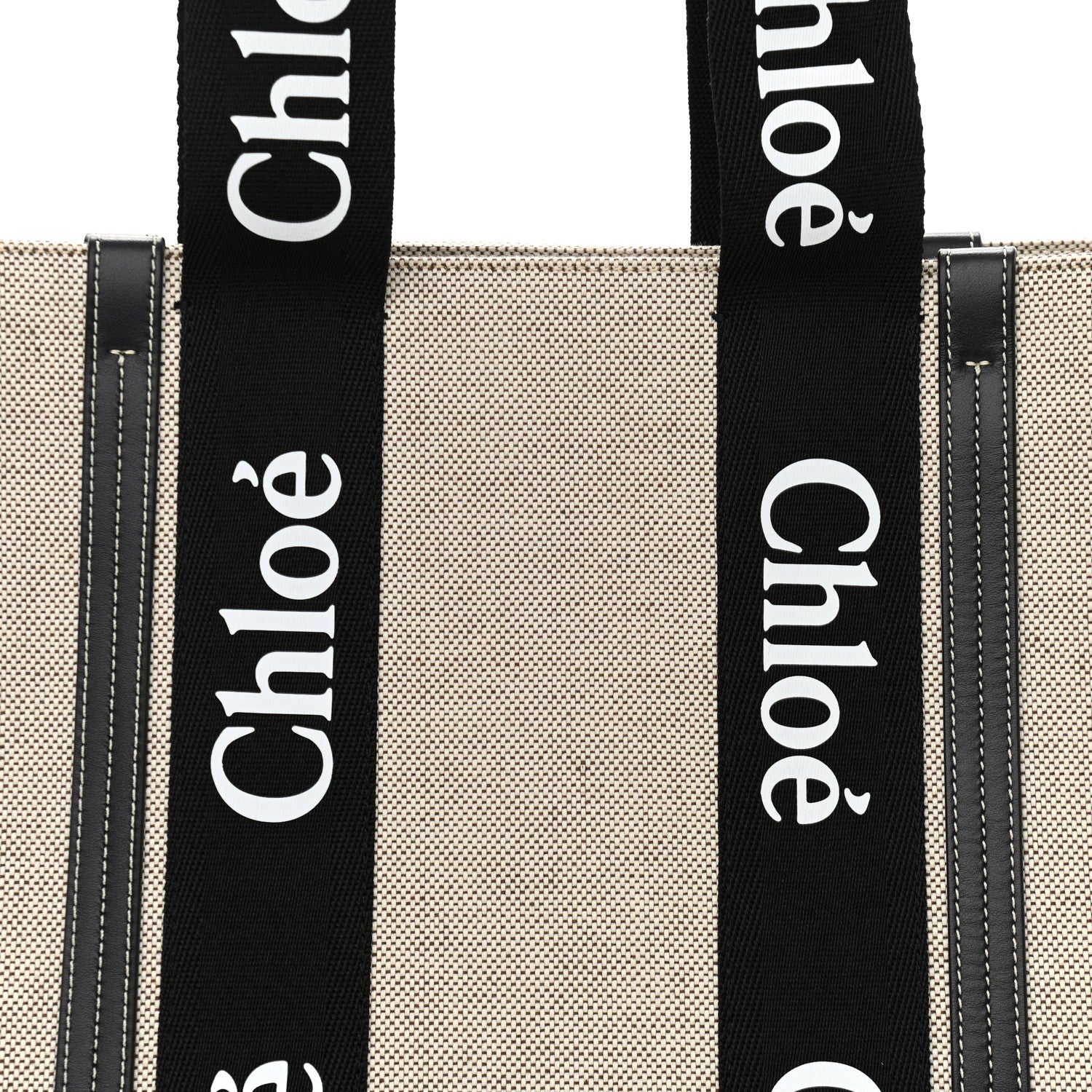 Chloe Cotton Calfskin Large Woody Ribbon Tote Black Blue 7 of 12