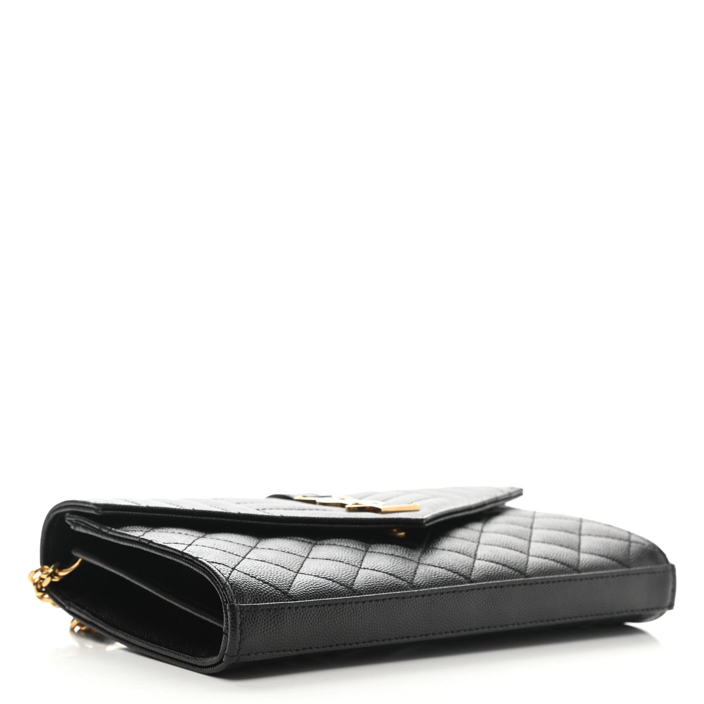 Grain De Poudre Mixed Matelasse Triquilt Monogram Chain Wallet Black