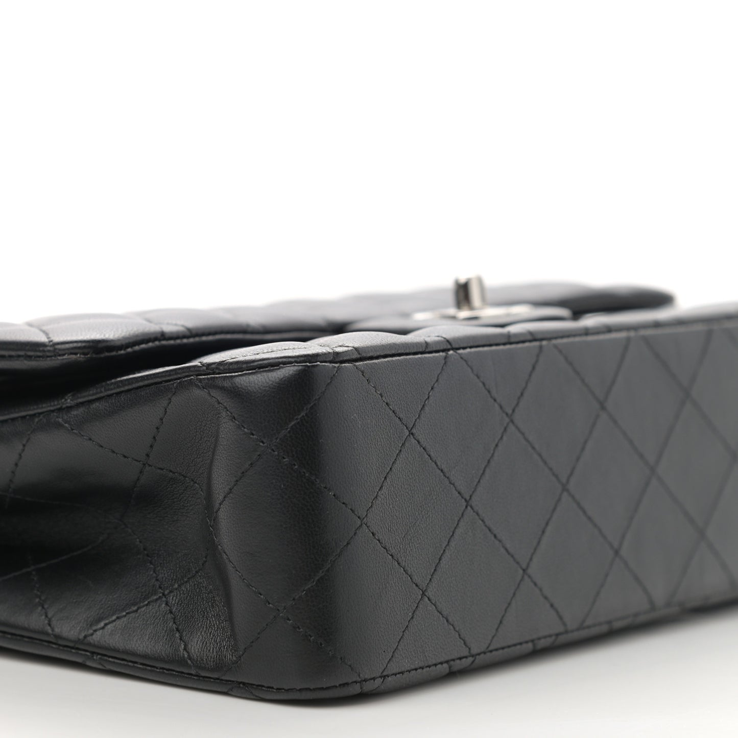 Lambskin Quilted Medium Double Flap Black