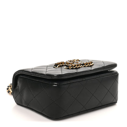 Chanel Lambskin Quilted Crystal CC Mini Flap Black 3 of 9
