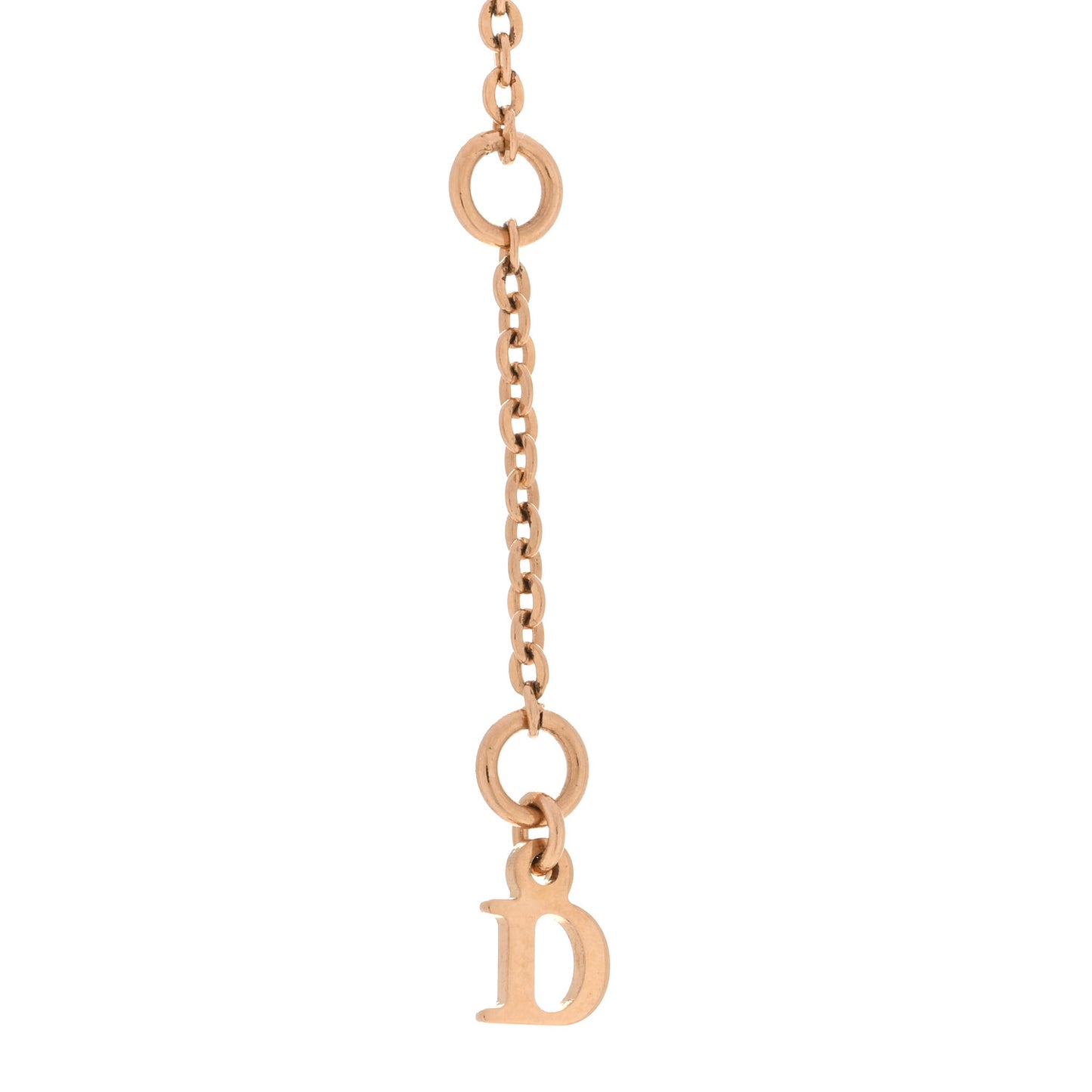 Beaded Logo Charm Necklace Gold Pink