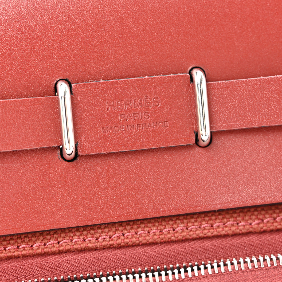 Hermes Military Toile Vache Hunter Herbag Zip Retourne 20 Rouge H 6 of 13