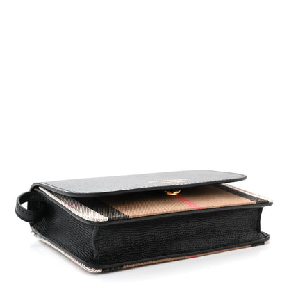Burberry Grained Calfskin House Check Tartan Mix Hampshire Wallet On Chain Black 4 of 11