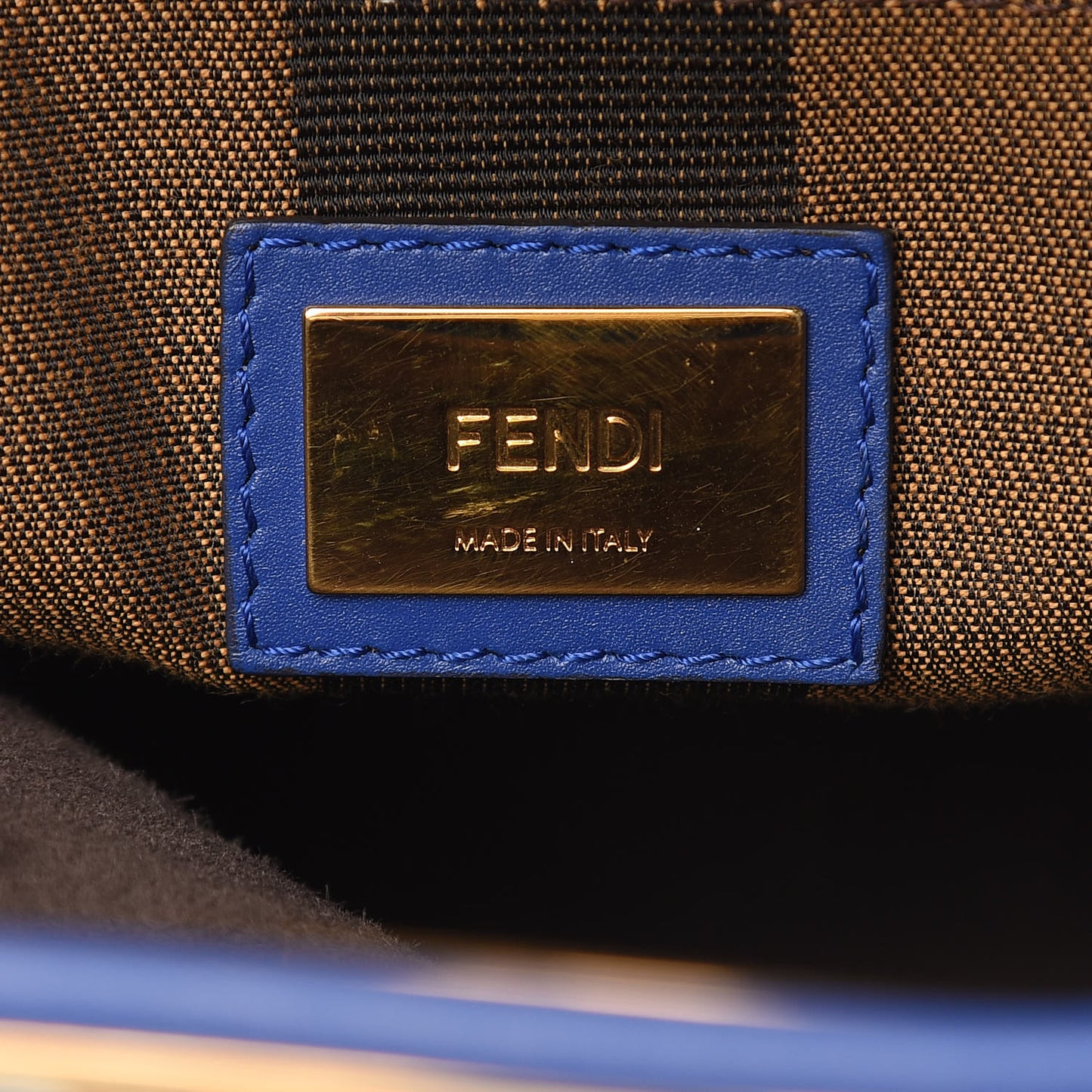 Vitello Morgan Fabric Jacquard Pequin Medium Peekaboo Iconic Satchel Blue Neon Tobacco
