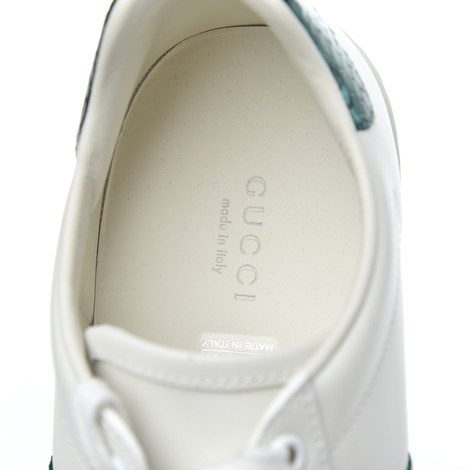 Gucci Calfskin Ayers Bee Embroidered Womens Ace Sneakers 37.5 White Green 13 of 16